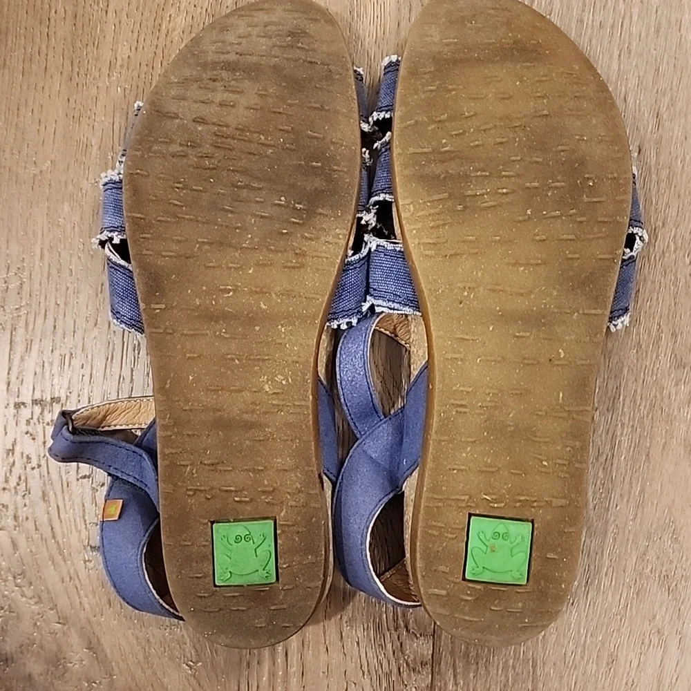 El Naturalista Vegan Sandals Made in Spain Blue Raw Edge Casual size 40/8.5